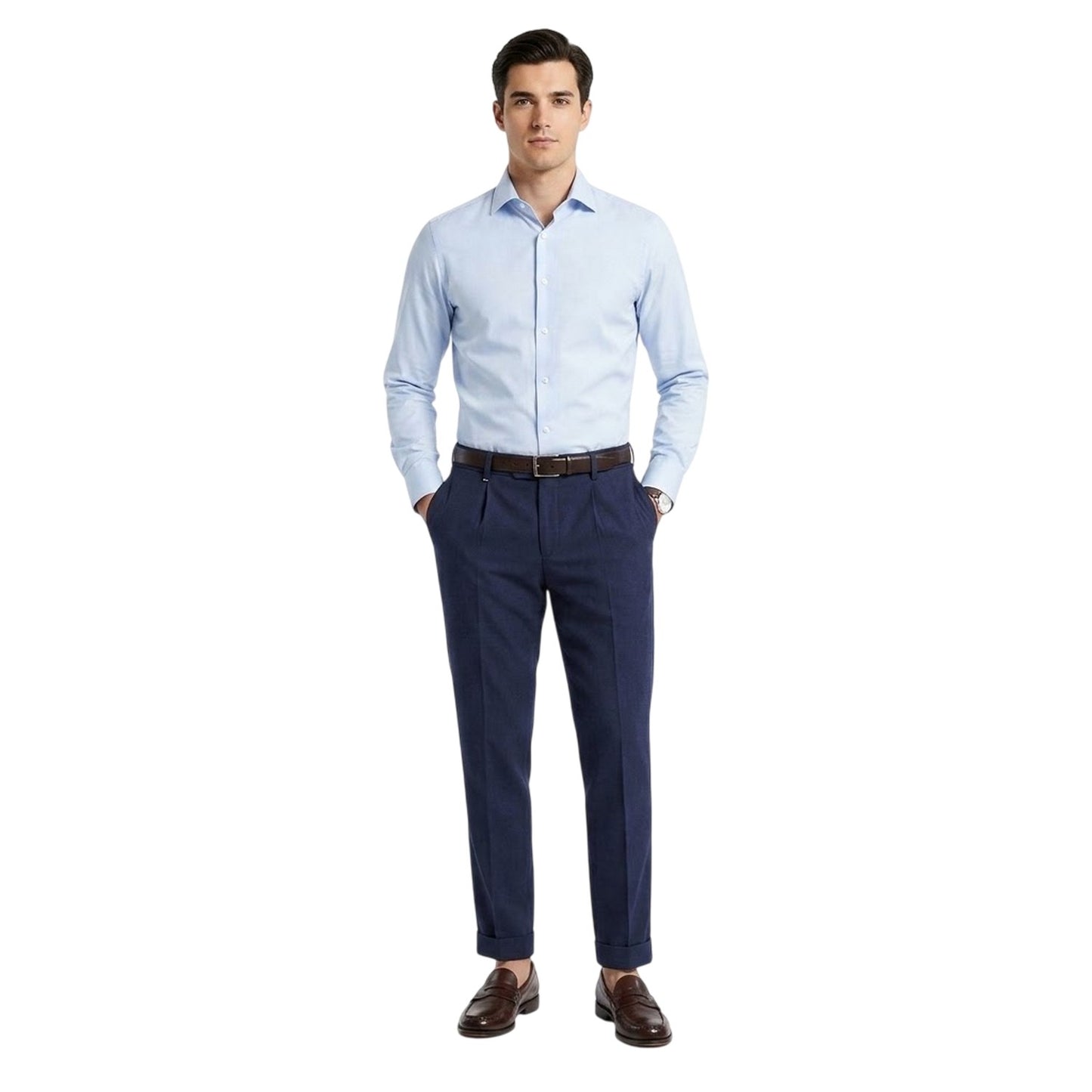 Blue - Back - Boss Mens Genius Pleated Chinos
