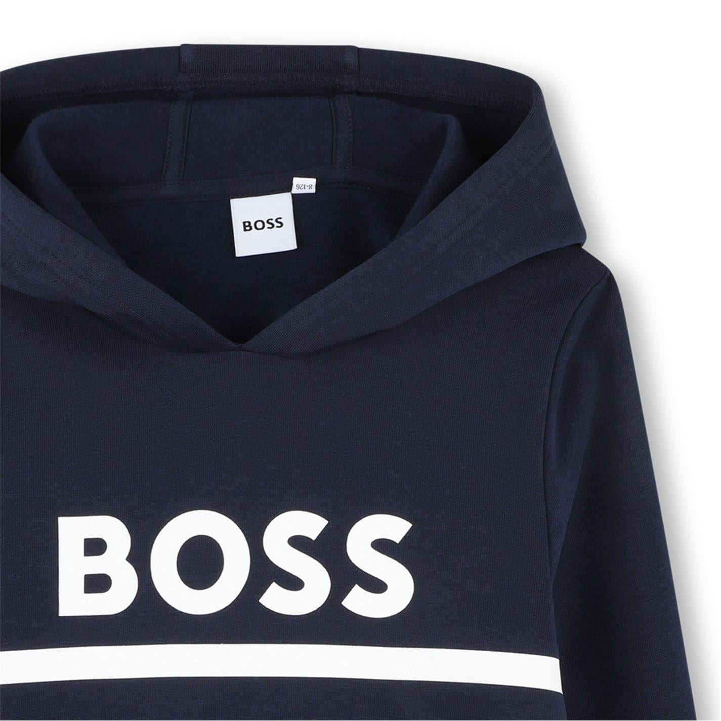 Navy - Side - Boss Childrens-Kids Line Hoodie