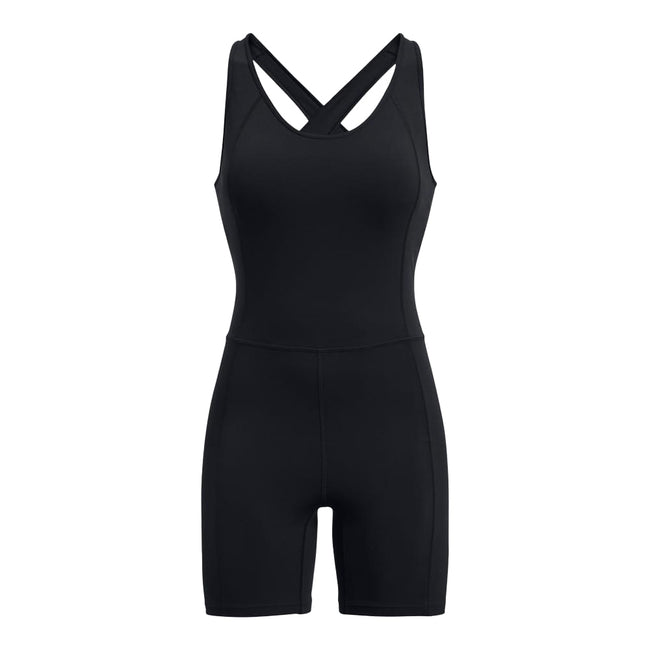 Black - Front - Under Armour Womens-Ladies Meridian Short Bodysuit