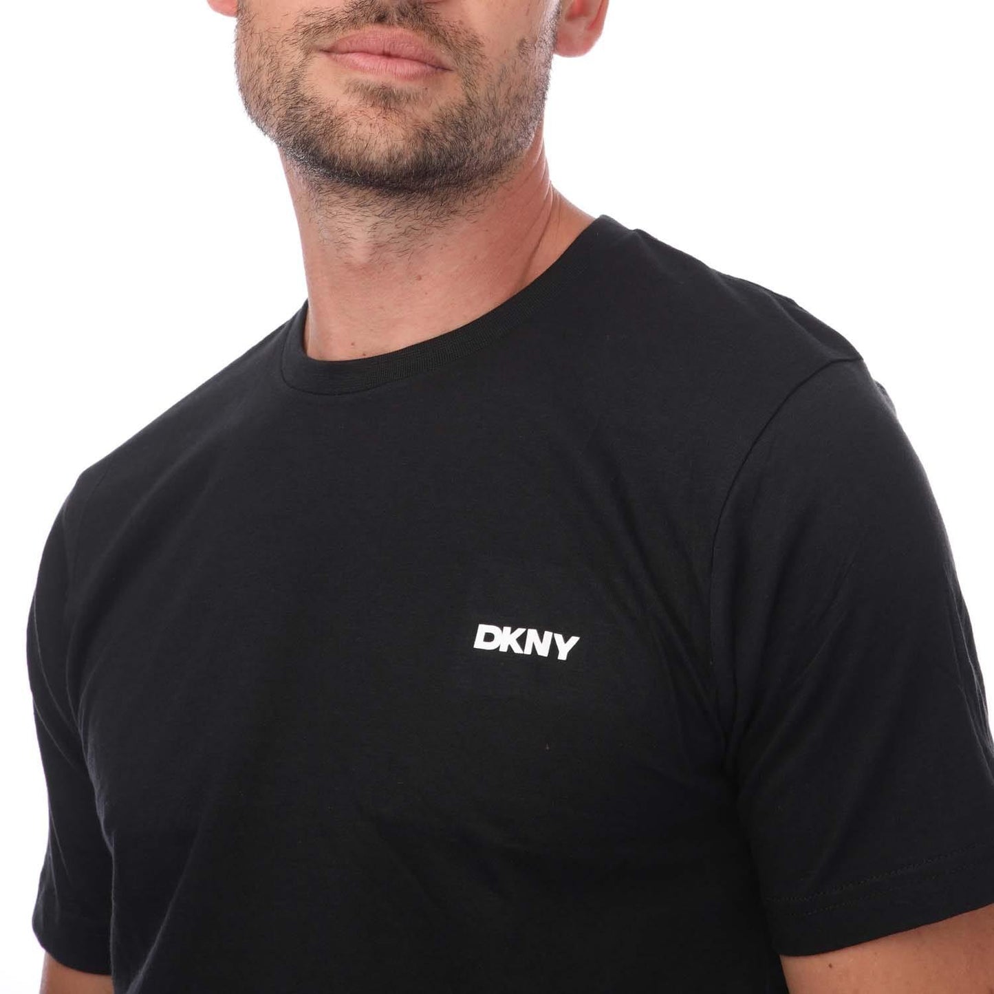 Black - Side - DKNY Mens Giants Lounge T-Shirt (Pack of 3)