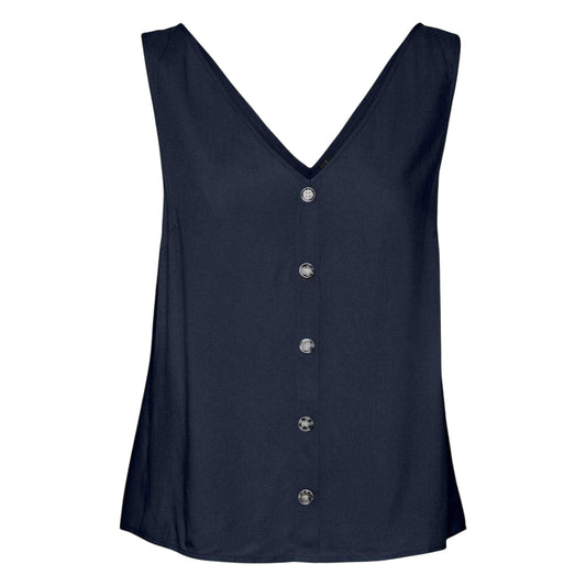 Navy Blazer - Front - Vero Moda Womens-Ladies V Neck Regular Blouse