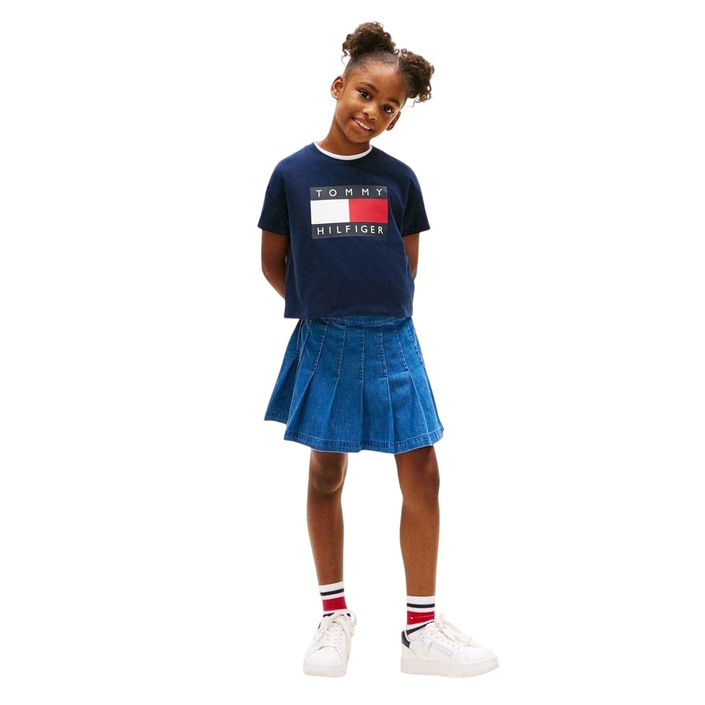 Navy Night - Lifestyle - Tommy Hilfiger Girls Heritage Logo Relaxed Fit Crop Top