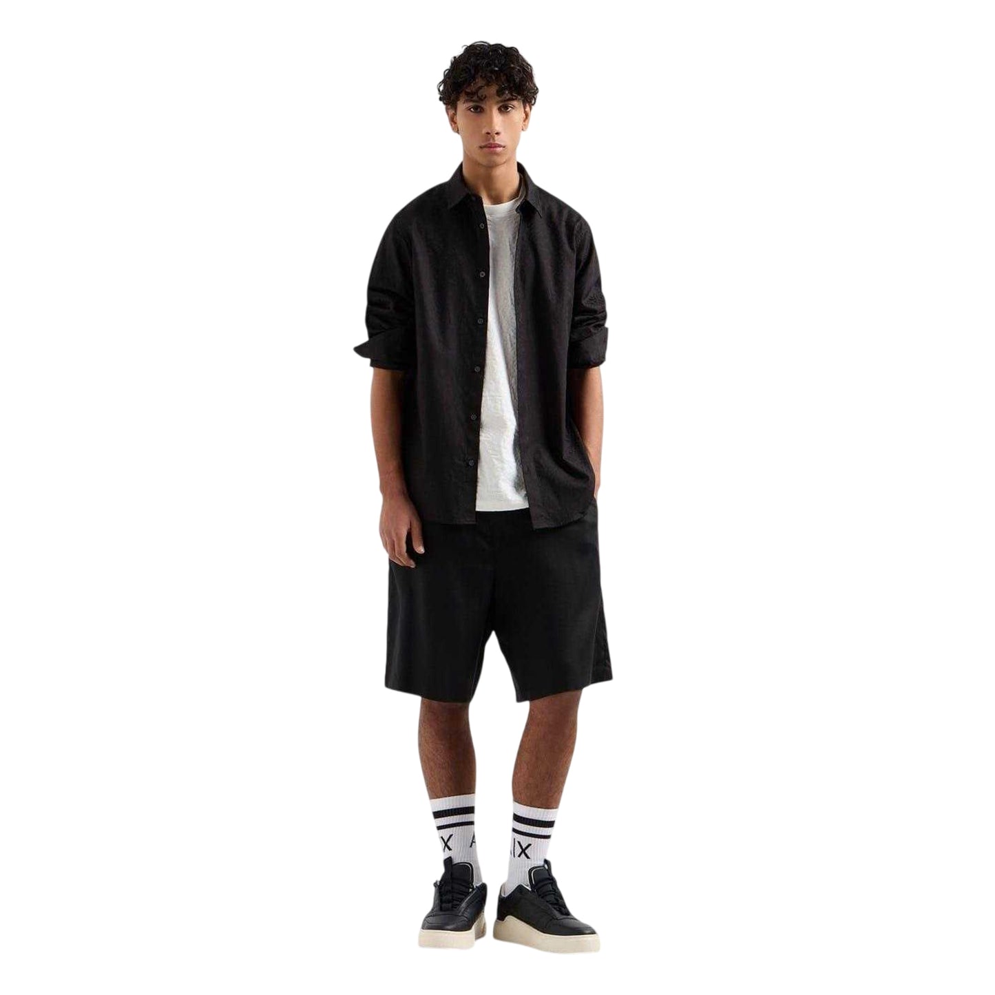 Black - Lifestyle - Armani Exchange Mens Regular Long-Sleeved Shirt