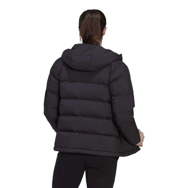 Black - Back - Adidas Womens-Ladies Helionic Down Hooded Jacket