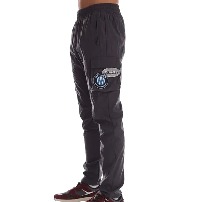 Grey - Side - Mercier Mens Badge Cargo Trousers