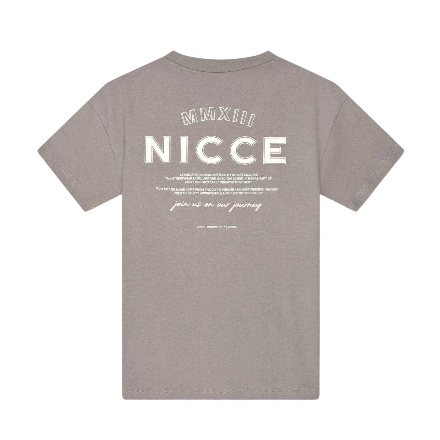 Grey - Back - Nicce Mens Crew Neck Oversized T-Shirt