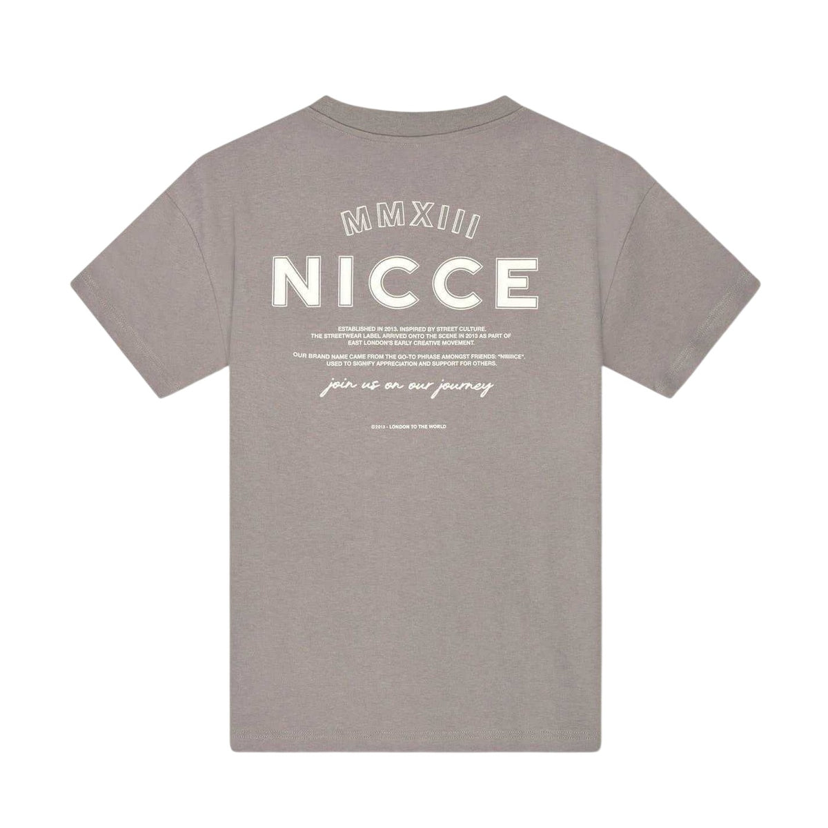 Grey - Back - Nicce Mens Crew Neck Oversized T-Shirt