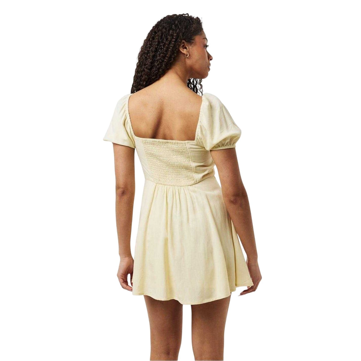 Butter - Pack Shot - Jack Wills Womens-Ladies Ruched Puff Sleeve Mini Dress