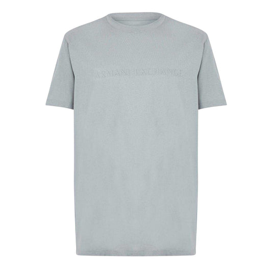 Grey - Front - Armani Exchange Mens Embossed T-Shirt