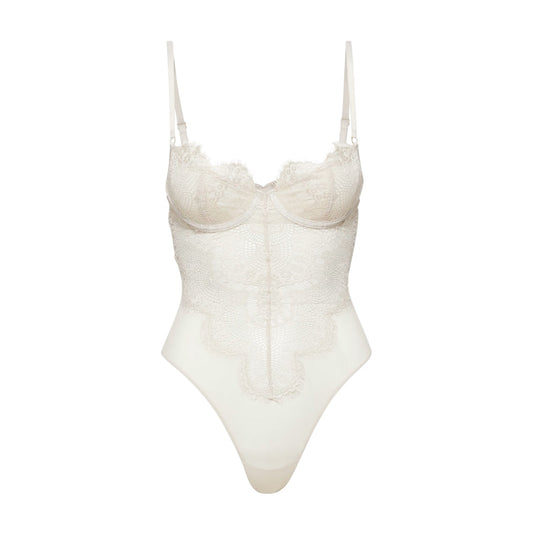 White - Front - Bardot Womens-Ladies Bitney Lace Bodysuit
