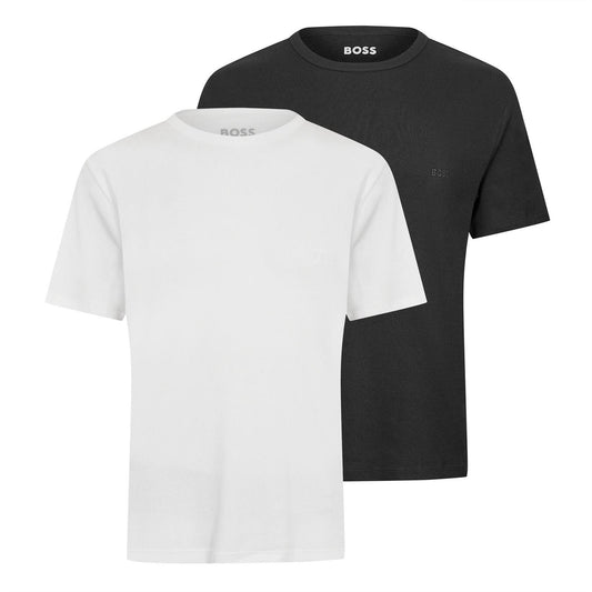 White-Black - Front - Boss Mens Ribbed T-Shirt (Pack of 2)