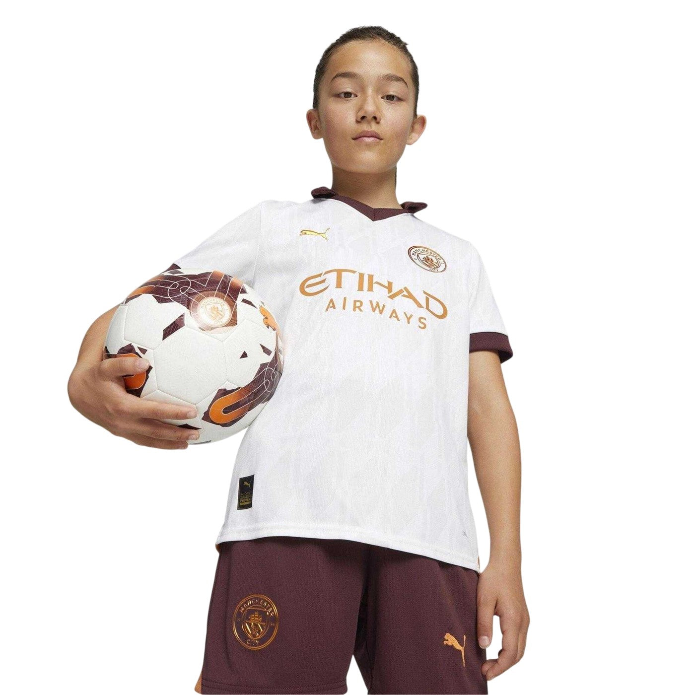 White-Bronze-Burgundy - Lifestyle - Puma Childrens-Kids Manchester City Away Shirt