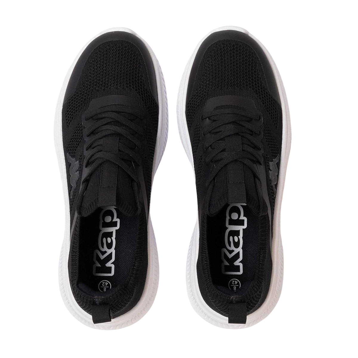 Black-White - Side - Kappa Mens Prati Knitted Platform Trainers