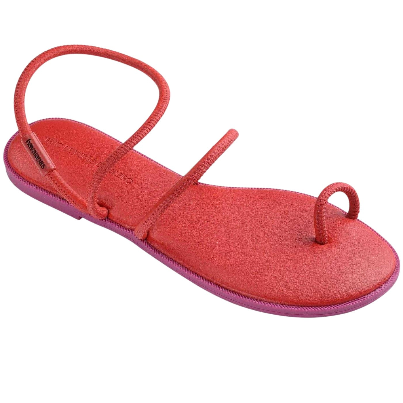 Ruby Red - Side - Havaianas Womens-Ladies Una Toe Post Sandals