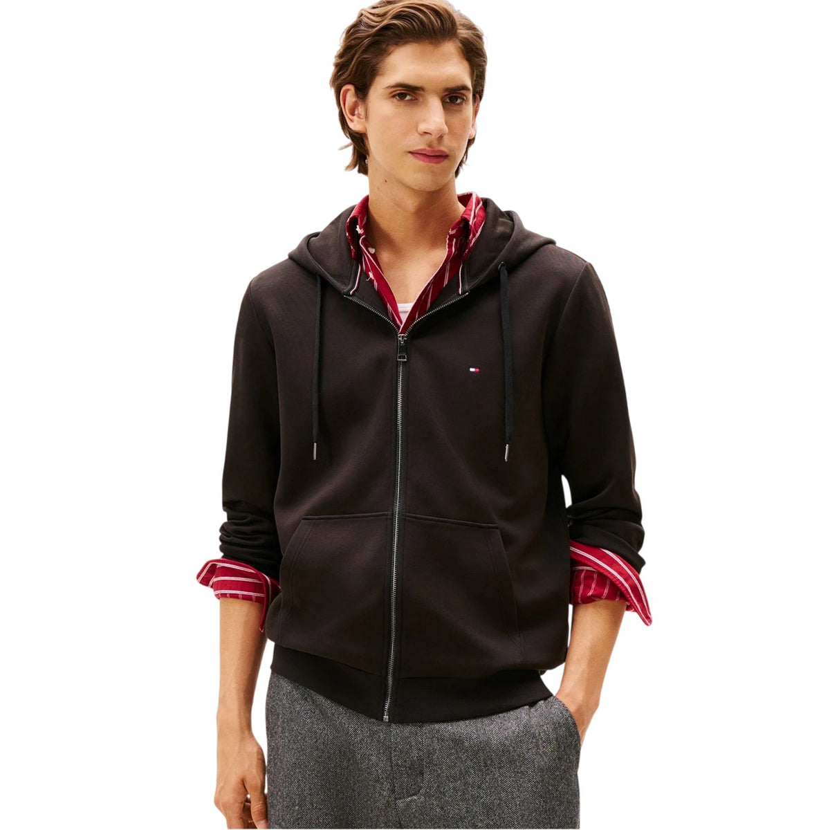 Black - Lifestyle - Tommy Hilfiger Mens Regular Long-Sleeved Full Zip Hoodie