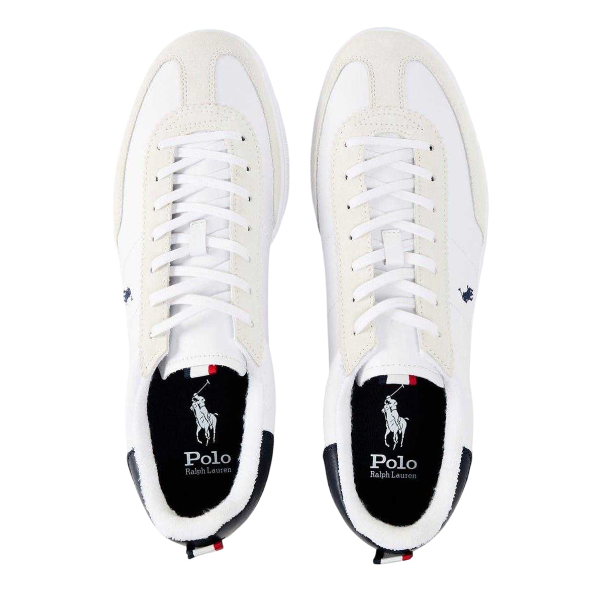White - Side - Ralph Lauren Mens Bedford Leather Trainers