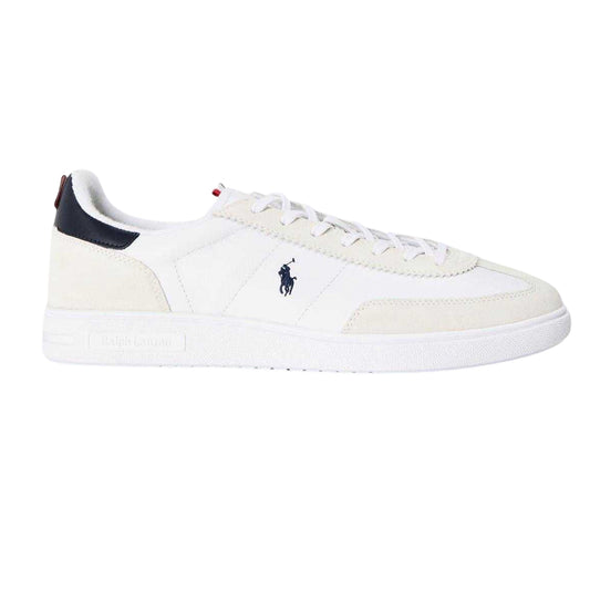 White - Front - Ralph Lauren Mens Bedford Leather Trainers