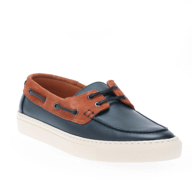 Navy - Front - Ted Baker Mens Euenb Leather Boat Shoes