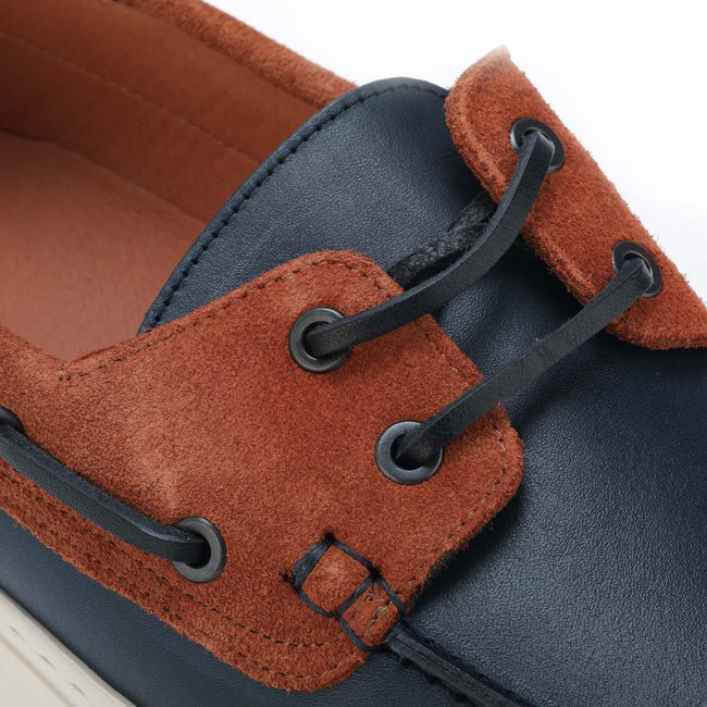 Navy - Pack Shot - Ted Baker Mens Euenb Leather Boat Shoes
