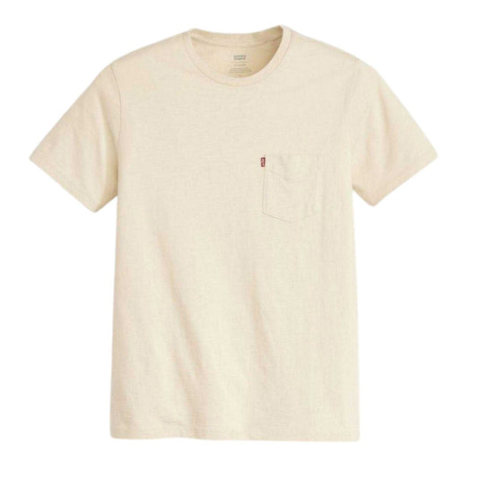 Cream - Front - Levis Mens Classic Heavyweight Pocket T-Shirt