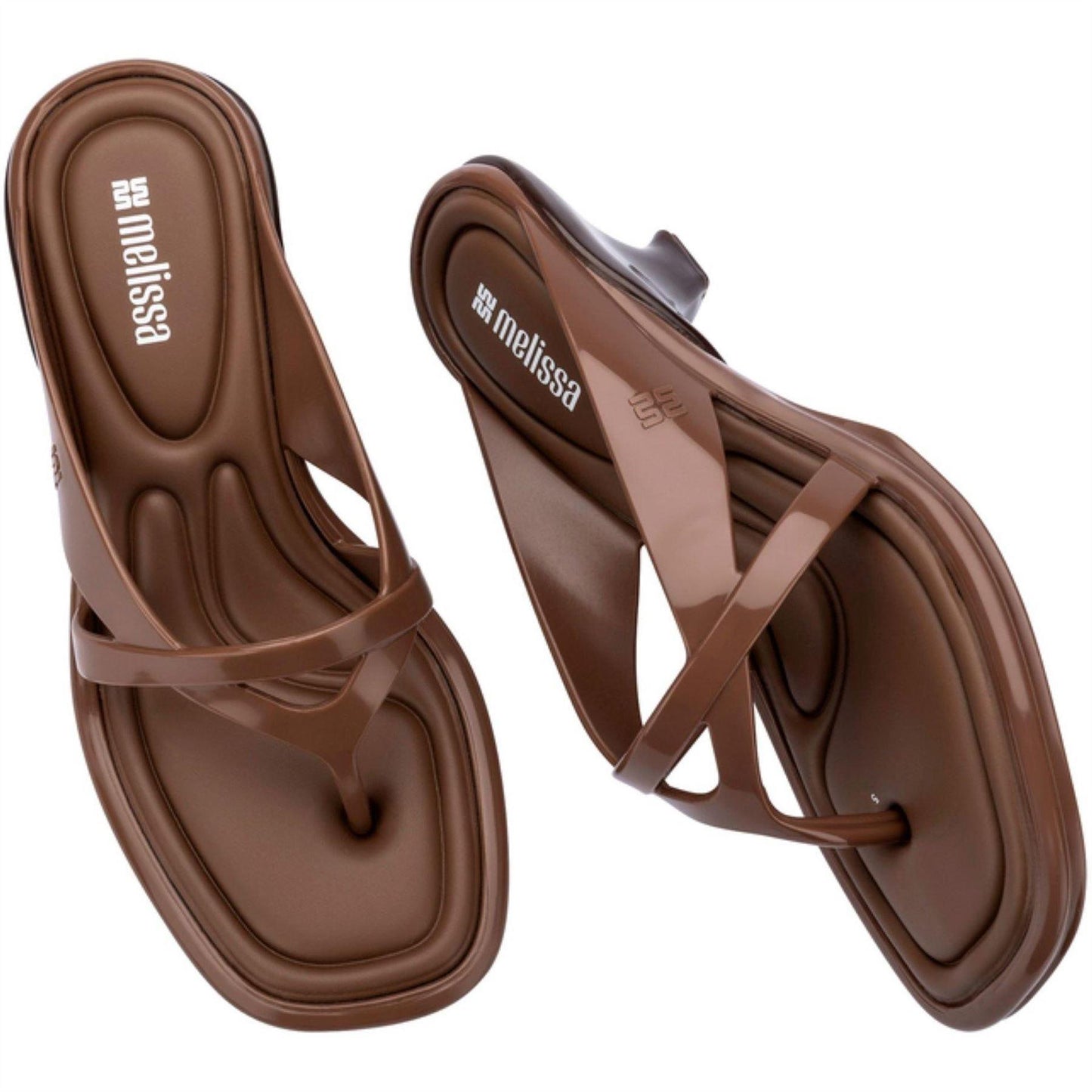 Brown - Pack Shot - Melissa Womens-Ladies Layla Toe Post Flare Heel Sandals