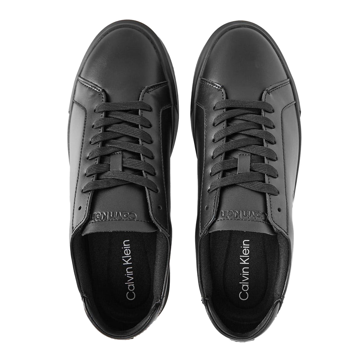 Triple Black - Side - Calvin Klein Mens Basket Logo Cupsole Court Trainers