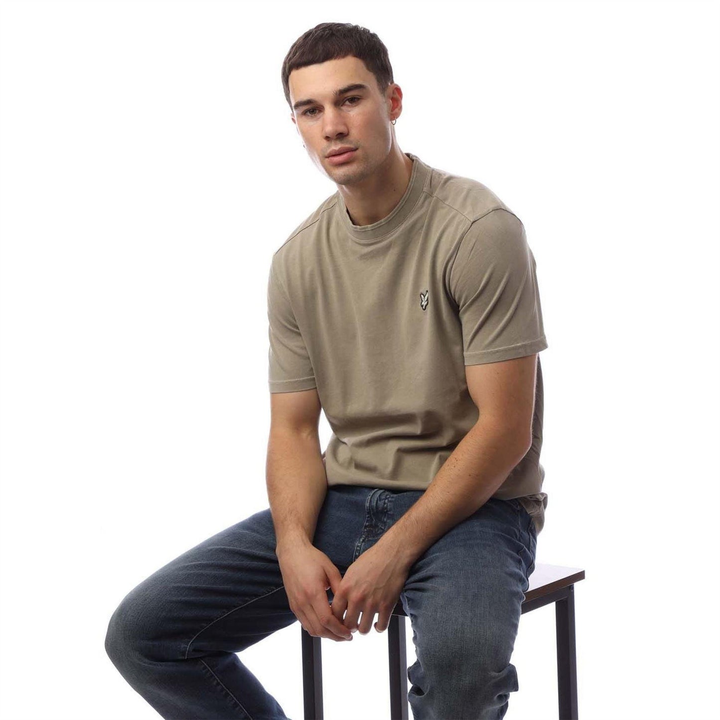 Beige - Side - Lyle & Scott Mens Dye Wash T-Shirt