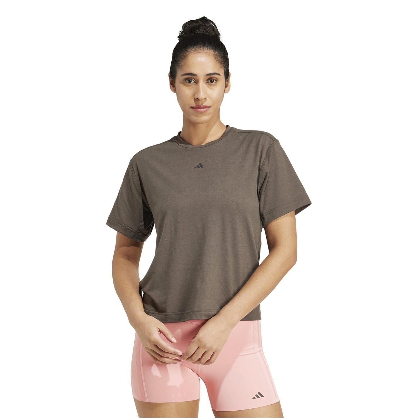 Olive - Pack Shot - Adidas Womens-Ladies PrimeLift Cut Out T-Shirt