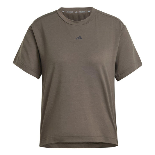 Olive - Front - Adidas Womens-Ladies PrimeLift Cut Out T-Shirt