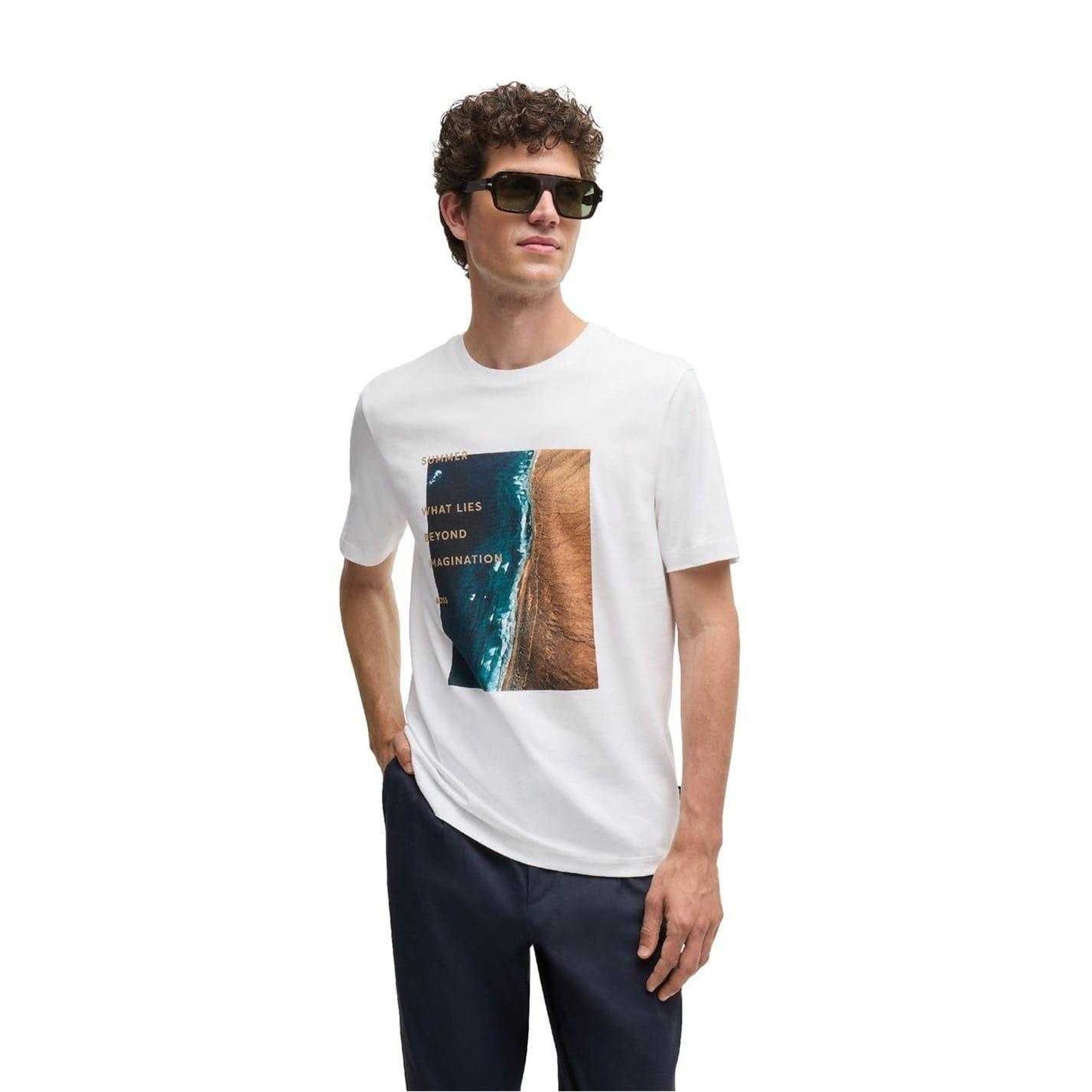 White - Lifestyle - Boss Mens What Lies Beyond Imagination T-Shirt