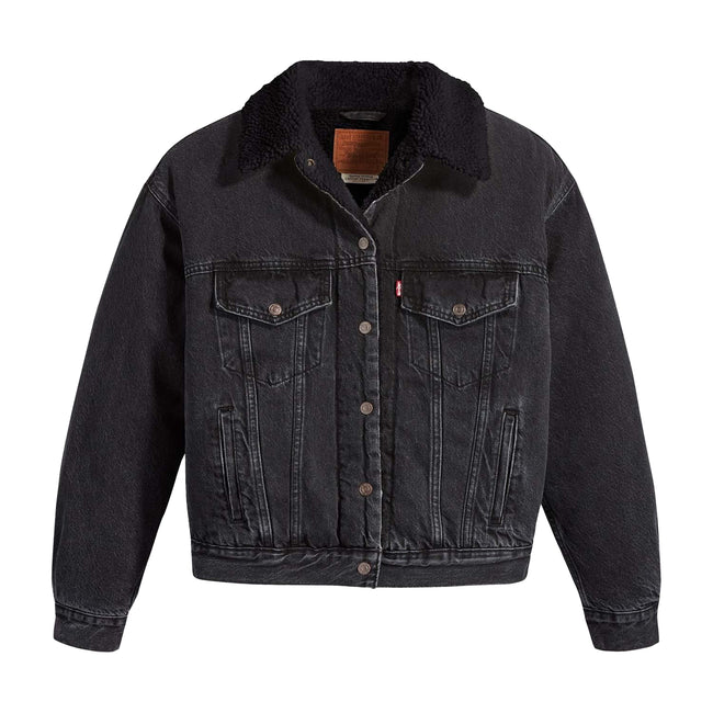 Black - Front - Levis Womens-Ladies 90´s Sherpa Trucker Jacket