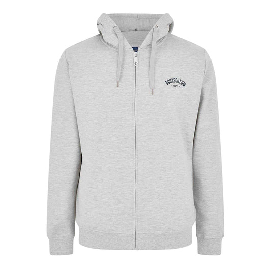 Grey Melange - Front - Aquascutum Mens Tailored Full Zip Hoodie