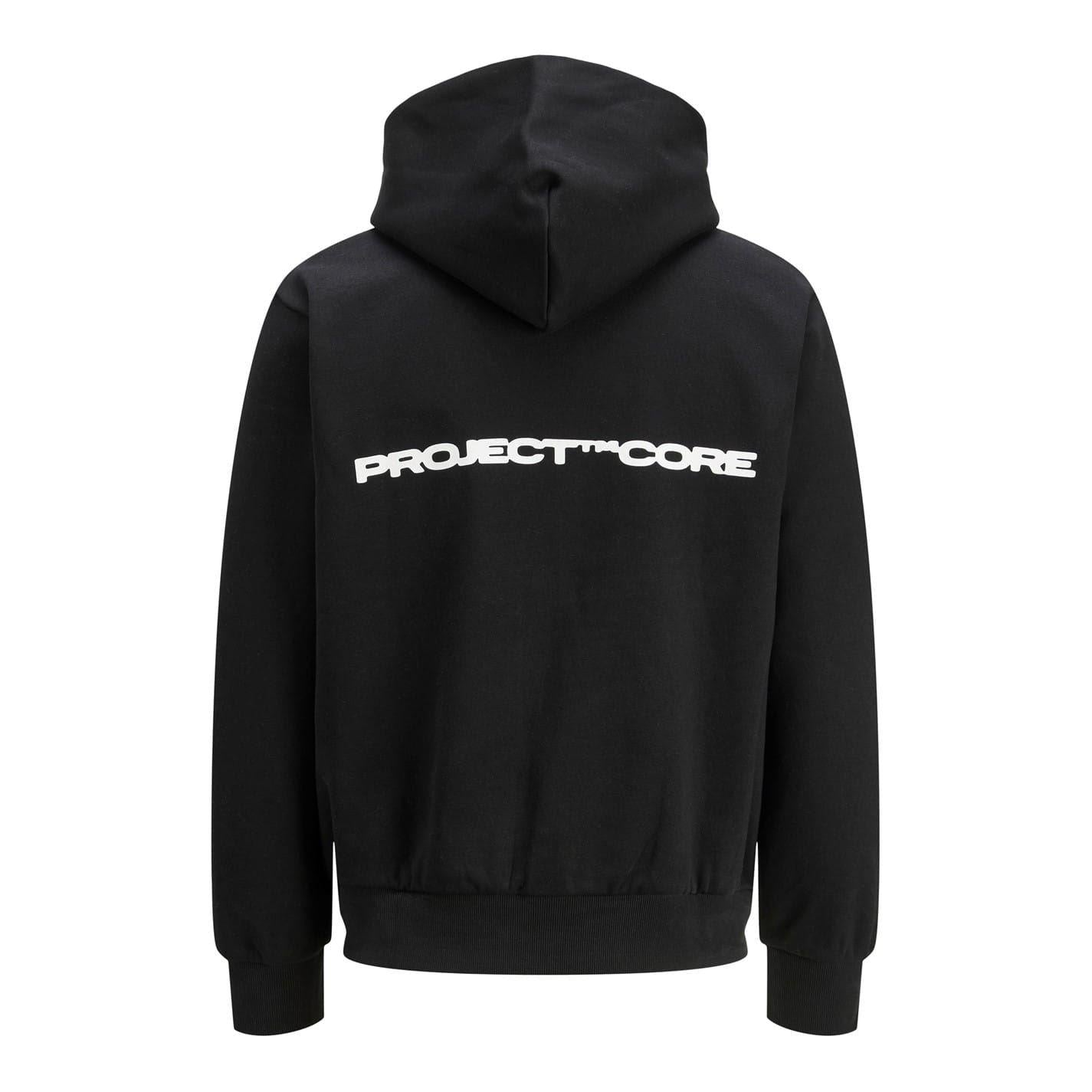 Black - Back - Jack And Jones Mens Graphic Print Regular Full Zip Hoodie