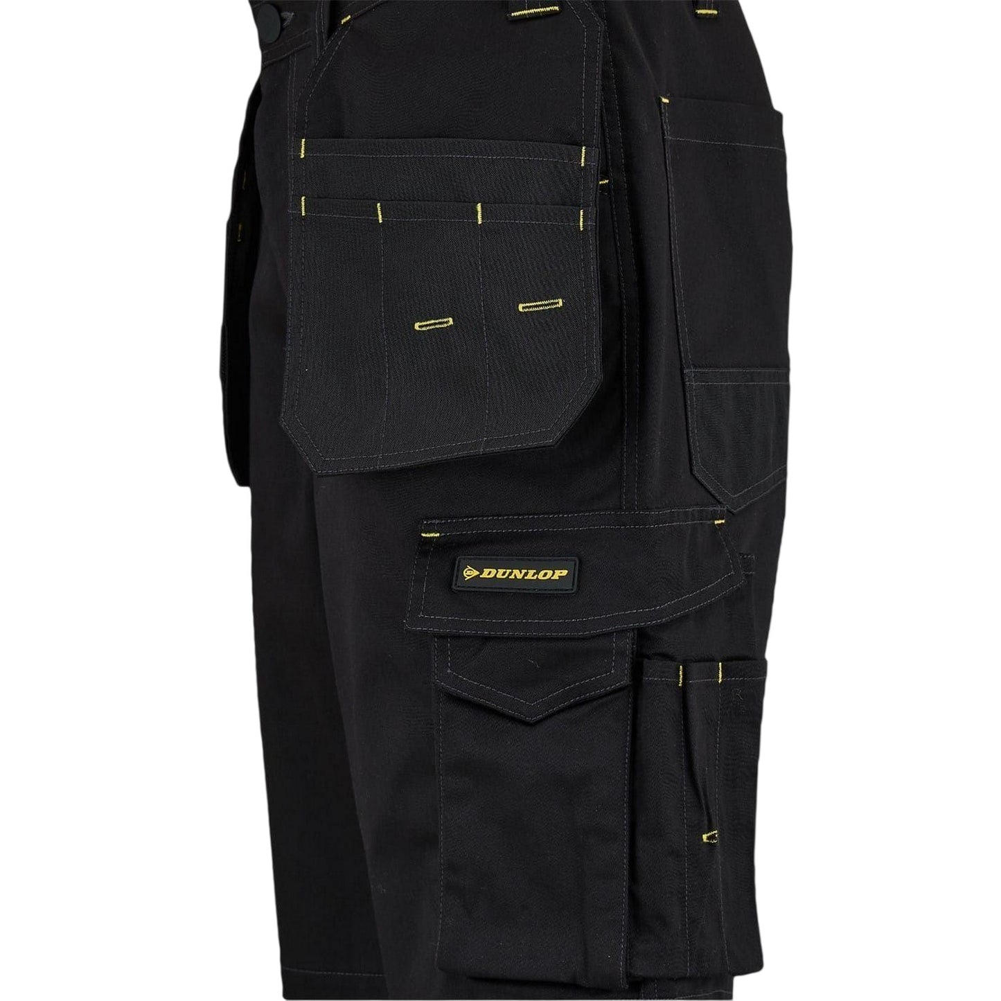Black - Side - Dunlop Mens On Site Work Shorts