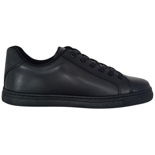Black - Front - Pretty Green Childrens-Kids Latham Leather Trainers