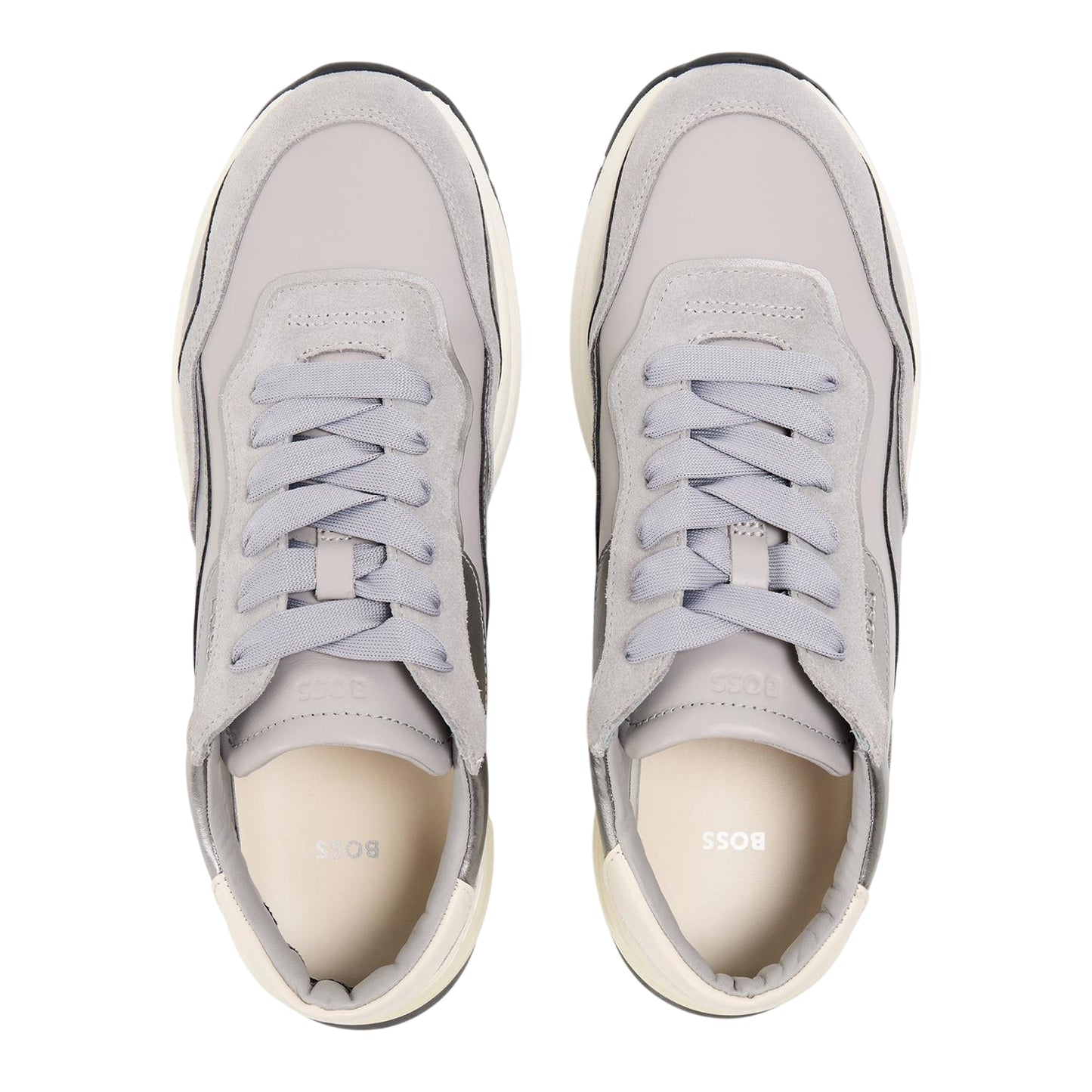 Medium Grey - Side - Boss Womens-Ladies Skylar Leather Trainers