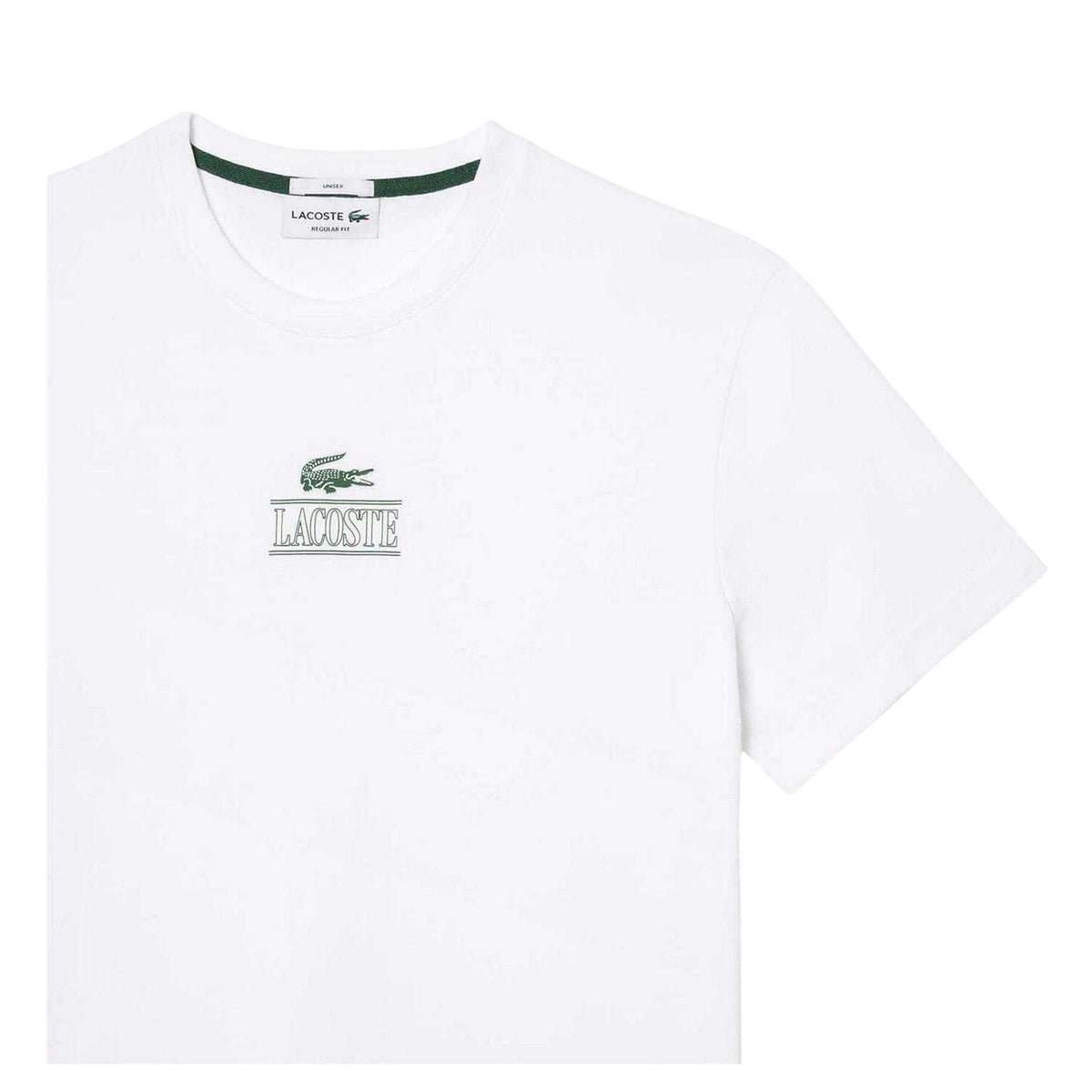 White - Side - Lacoste Mens Embroidered Logo Cotton T-Shirt