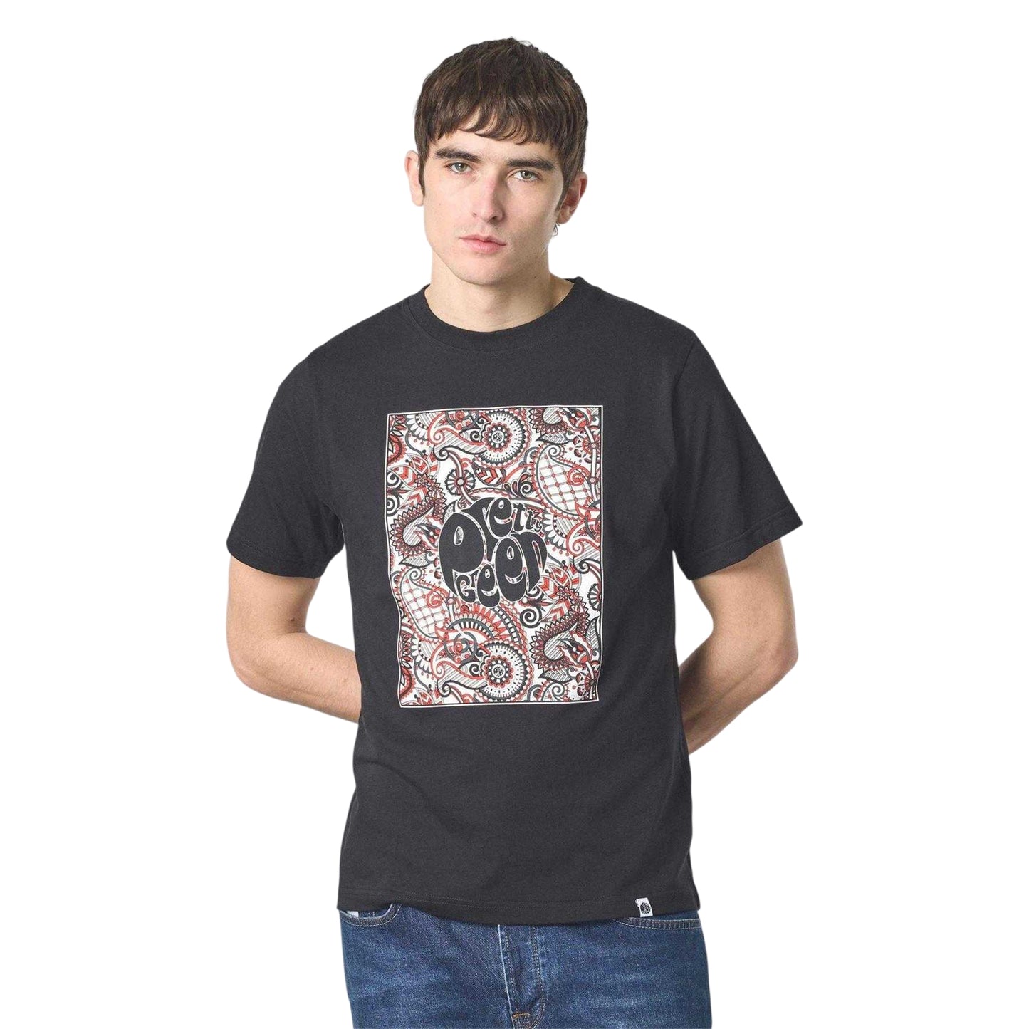 Black - Side - Pretty Green Mens Resonance Box Logo T-Shirt