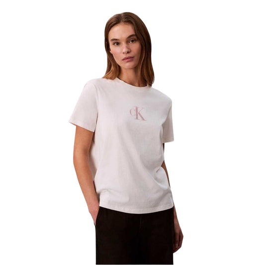 White - Front - Calvin Klein Womens-Ladies Foil Relaxed Fit T-Shirt