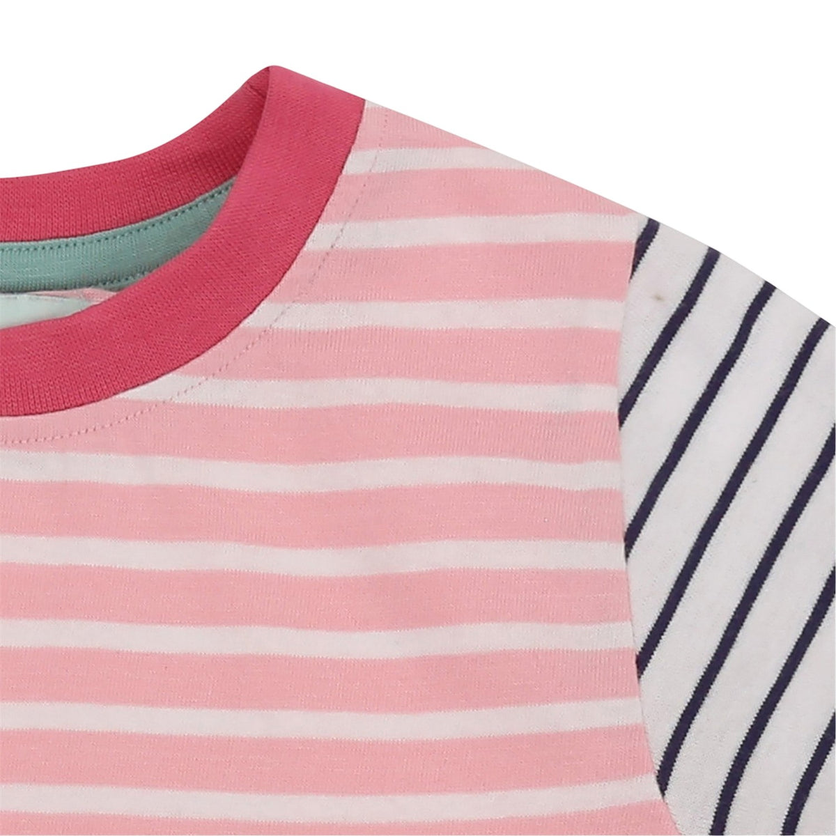 Pink - Side - Lilly & Sid Girls Horizontal Stripe Regular Ruffle Dress