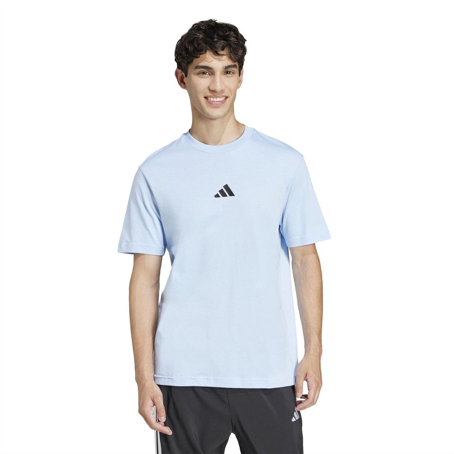 Glow Blue - Lifestyle - Adidas Mens Logo Cotton T-Shirt