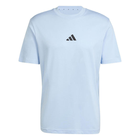 Glow Blue - Front - Adidas Mens Logo Cotton T-Shirt