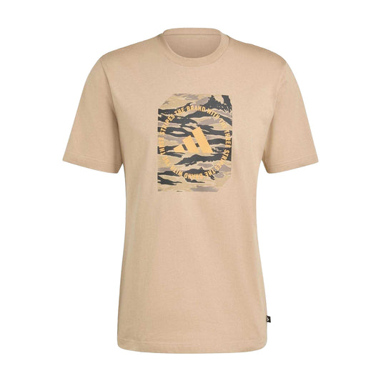 Sand - Front - Adidas Mens Logo Cotton T-Shirt