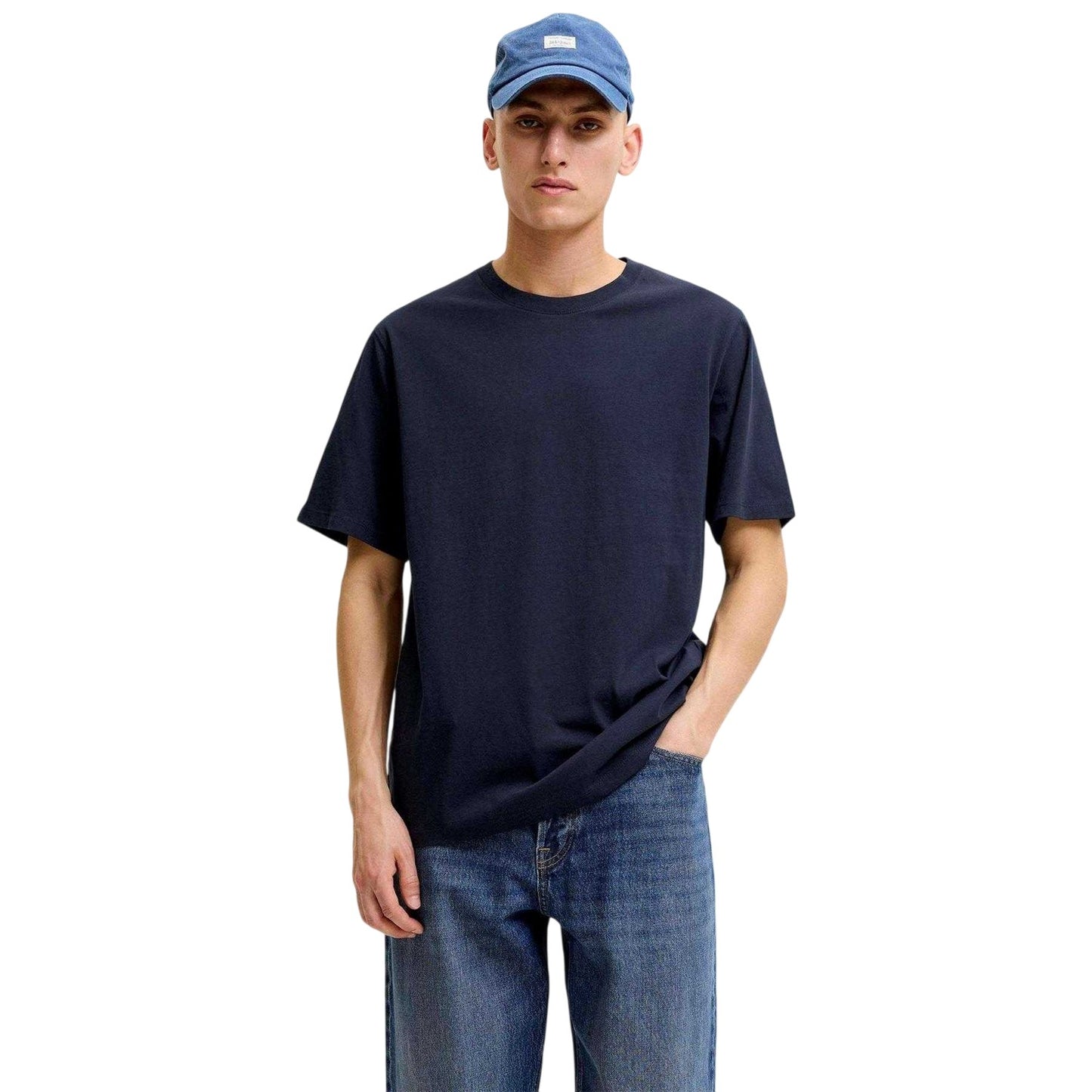 Navy Blazer - Side - Jack And Jones Mens Basic Plain Regular T-Shirt