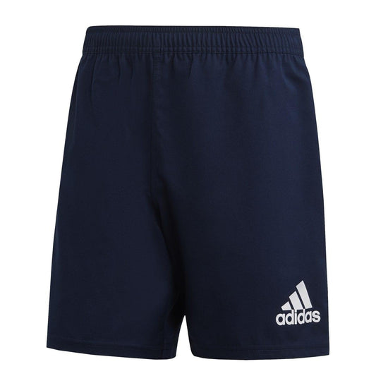 Navy-White - Front - Adidas Mens Striped Rugby Shorts
