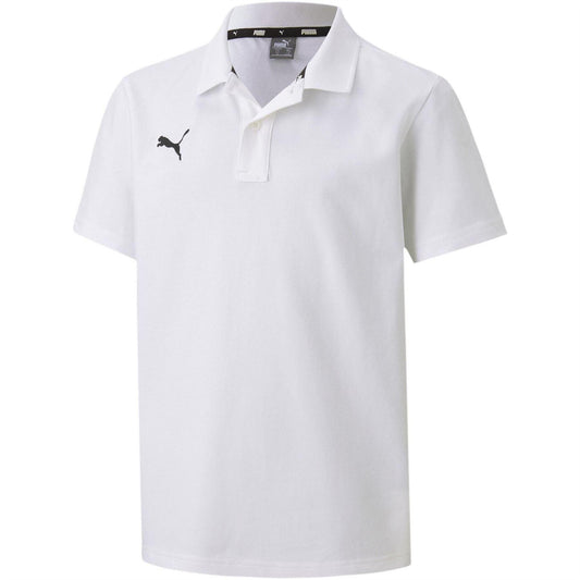 White - Front - Puma Childrens-Kids TeamGoal 23 Contrast Logo Regular Polo Shirt