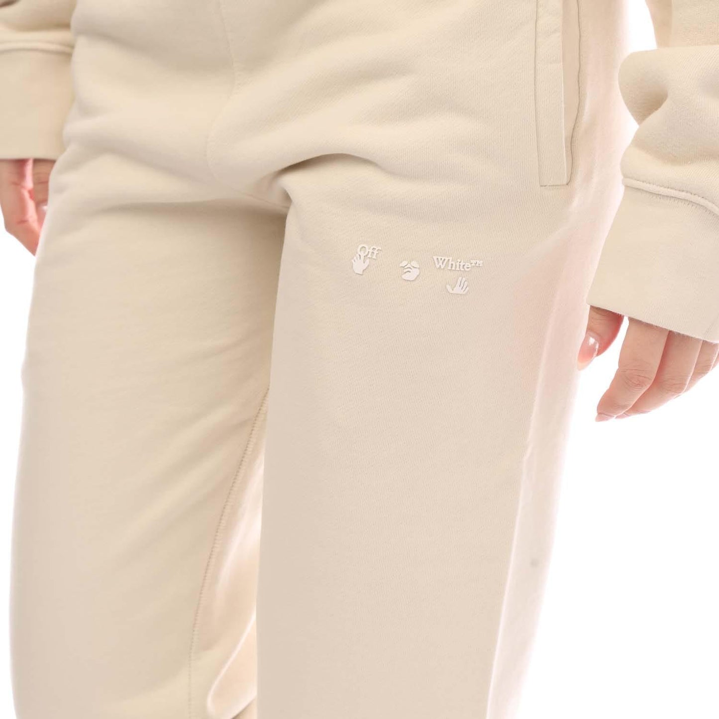 Grey-White - Side - Off White Womens-Ladies Swimming Man Jogging Bottoms