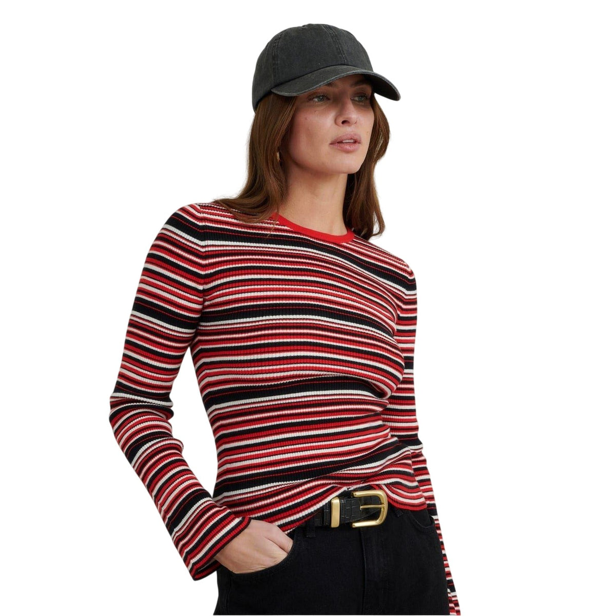 Multicoloured - Side - Nobody's Child Womens-Ladies Striped Slim Sweater Top
