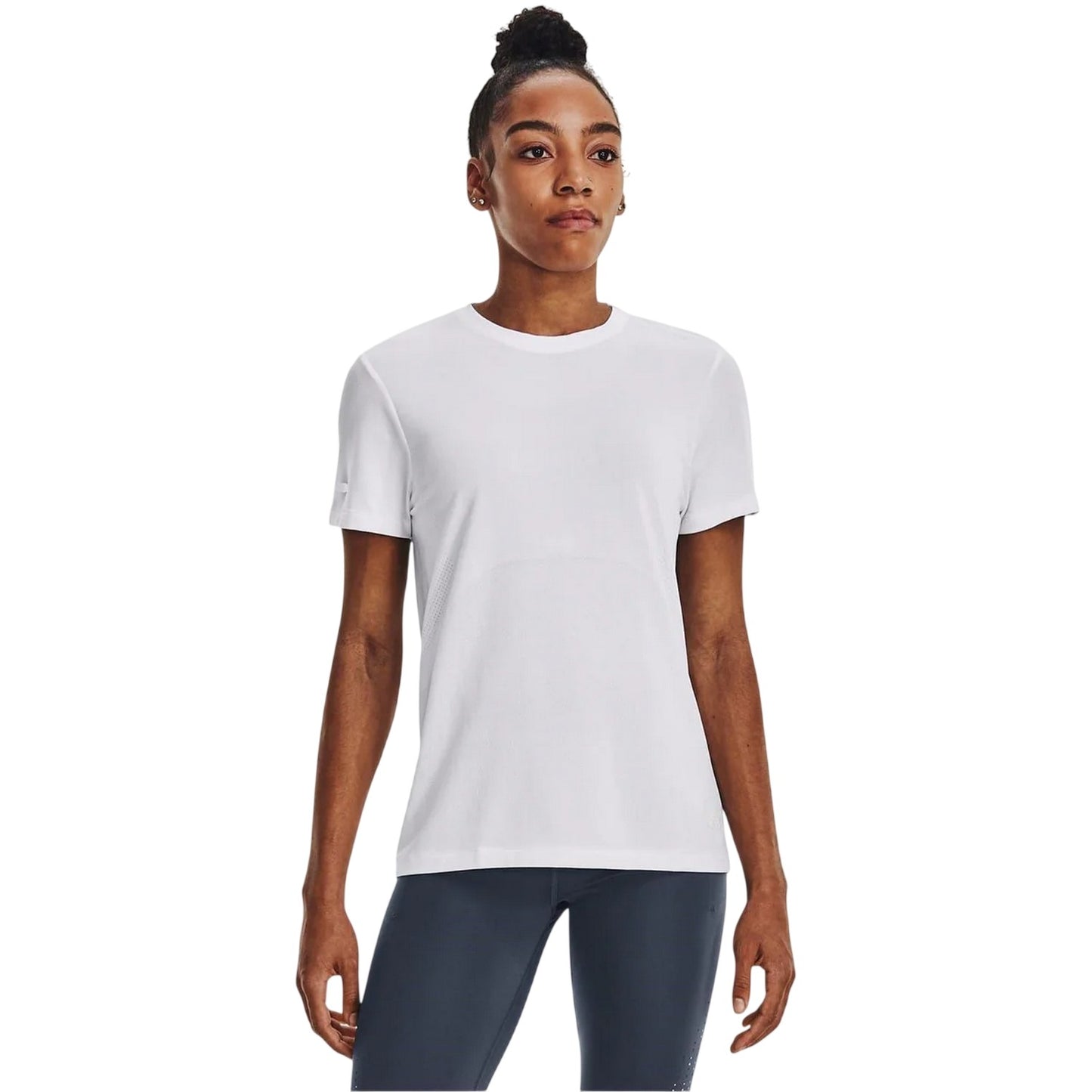 White - Side - Under Armour Womens-Ladies Stride Regular T-Shirt
