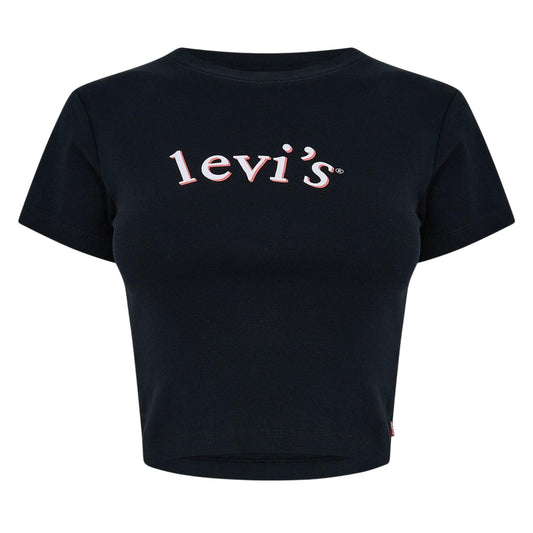 Black - Front - Levis Womens-Ladies Cropped T-Shirt